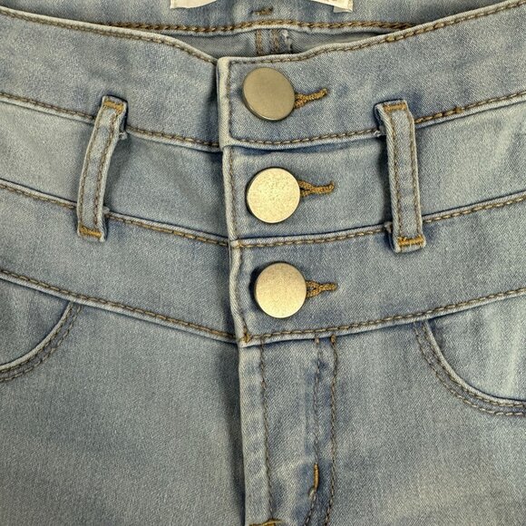 Light Wash High-Waisted Skinny Jeans No Boundaries Size 1 Stretch Denim - Picture 6 of 8
